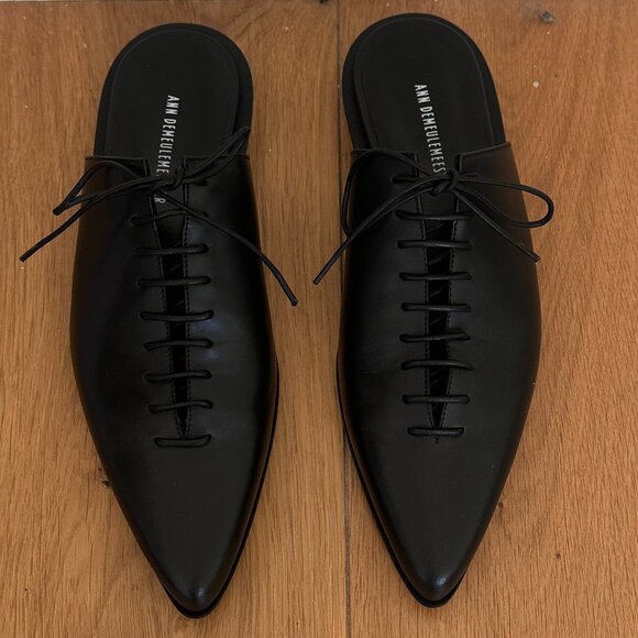 NWT Ann Demeulemeester Black River Lace-Up Mules SZ 37.5 - Picture 7 of 8
